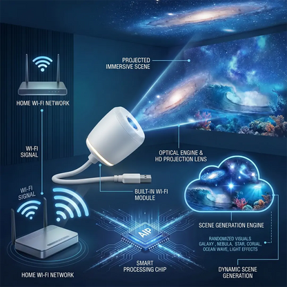 NEXT-GEN SMART PROJECTION HD Smart Dynamic 5D Holographic Night Light Projector🥭