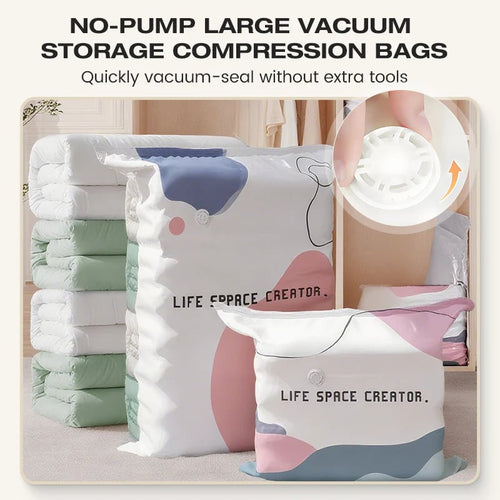 🍊2026 New No-Pump 3D Vacuum Storage Bags, Large Vacuum Storage Compression Bags for Clothes, Blankets, Bedding, Comforters
