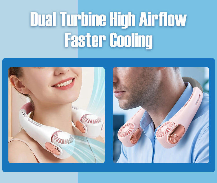🍈2026 Portable Neck Fan,🍃💨 50% OFF! 360° rotating, 3 speeds. Hands‑free cooling,  4000mAh USB Rechargeable.