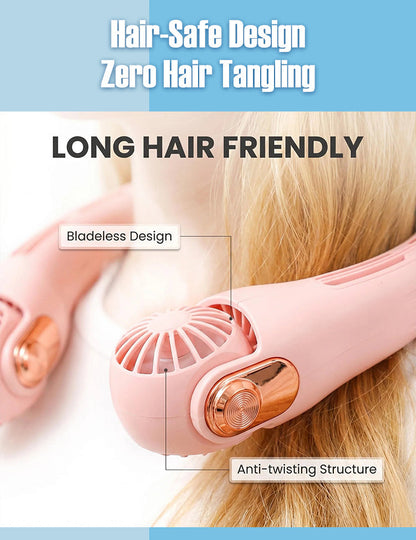 🍈2026 Portable Neck Fan,🍃💨 50% OFF! 360° rotating, 3 speeds. Hands‑free cooling,  4000mAh USB Rechargeable.