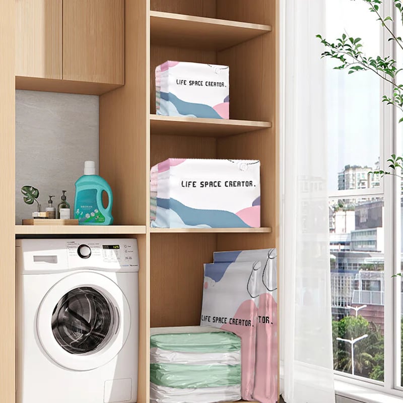🍊2026 New No-Pump 3D Vacuum Storage Bags, Large Vacuum Storage Compression Bags for Clothes, Blankets, Bedding, Comforters