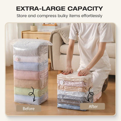 🍊2026 New No-Pump 3D Vacuum Storage Bags, Large Vacuum Storage Compression Bags for Clothes, Blankets, Bedding, Comforters